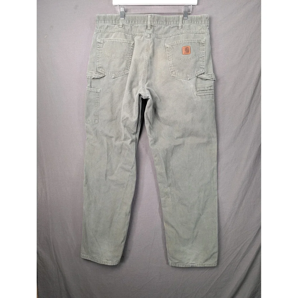Carhartt Loose Fit Canvas Carpenter Pants 38x34 Green B159 DMS Workwear Mens